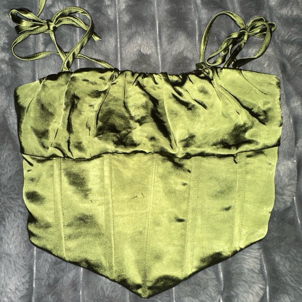 Green Satin Corset Top